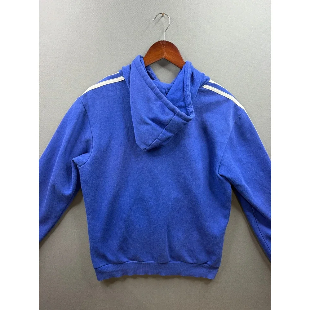 Adidas Hoodie Pullover Mens Blue 3-Stripe Logo Small